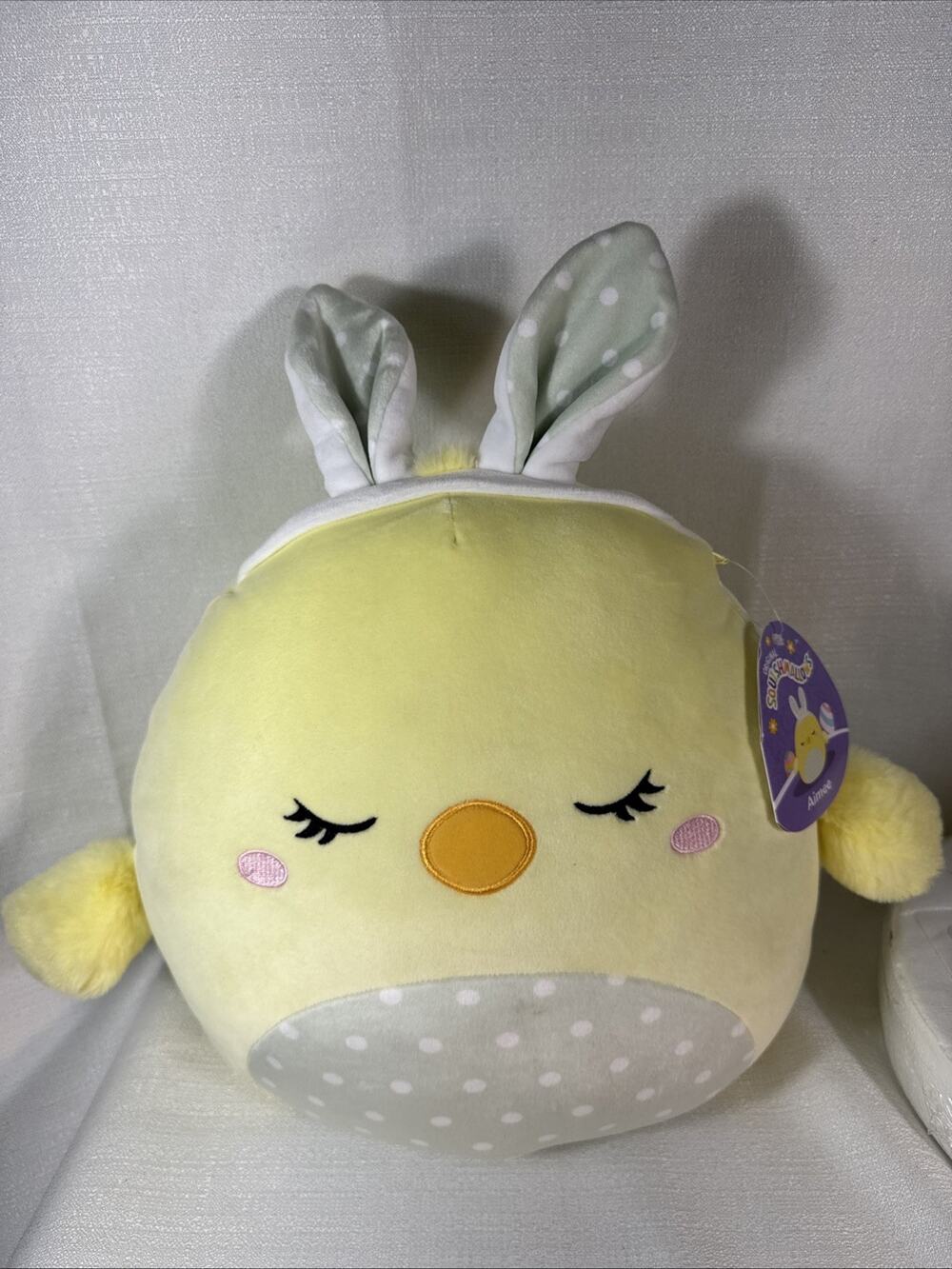 Squishmallows Easter Squad Aimee 12” Chick with Bunny Ears 4-20-2022 DOB W/tag